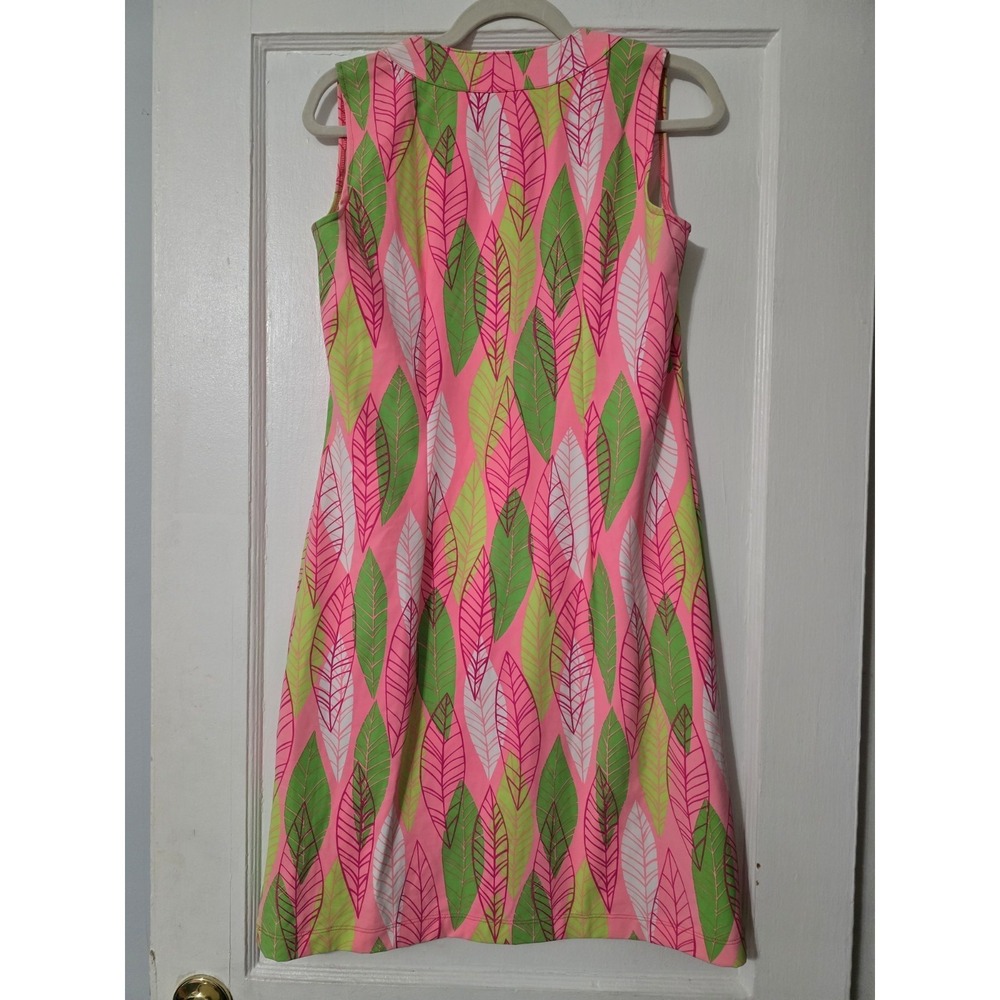 Katherine Way Leaf Print Sleeveless Dress - Size M Tropical Beach Vacation - Picture 2 of 6